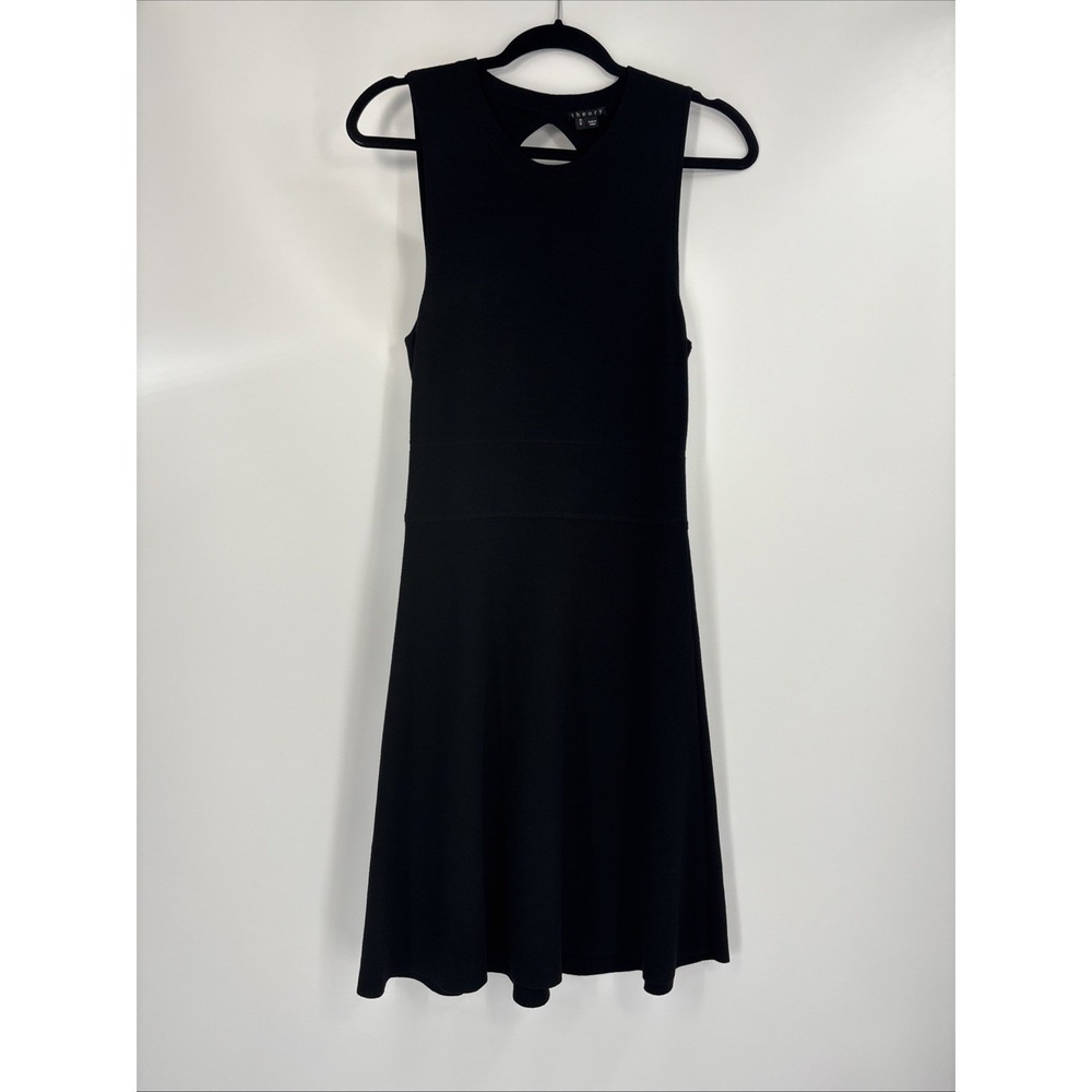 Theory Prosecco Knit Sleeveless Flared Dress - Black - Size Medium